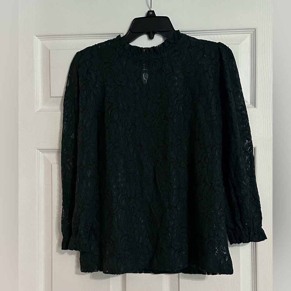 ADIVA Women's Dark Green‎ Lace Blouse - Size Small